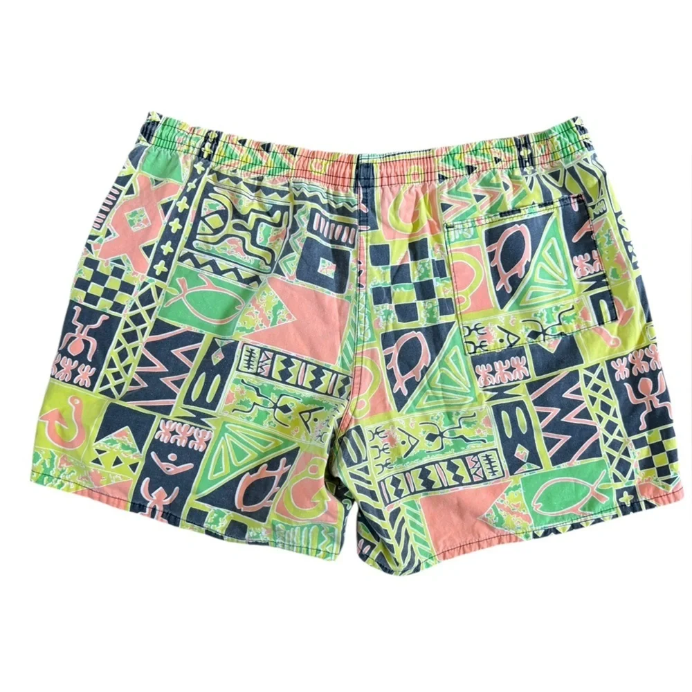 Vintage Green Tropical Swim Trunks